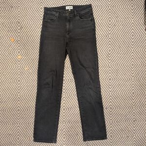 Le Jean Isla Mid Rise Straight Leg Dark Wash Jeans